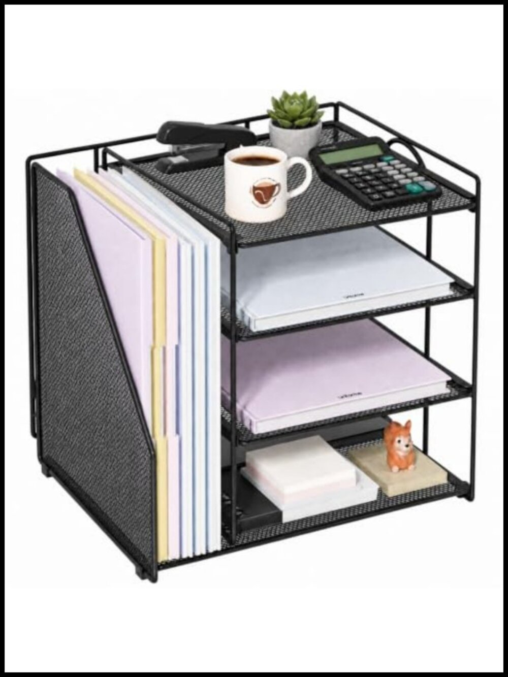 4-Tier Metal Desk Organizer Vertical File Holder Office Storage